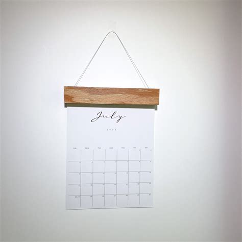 Wall Calendar With Wooden Frame Hanger Large Monthly Modern - Etsy