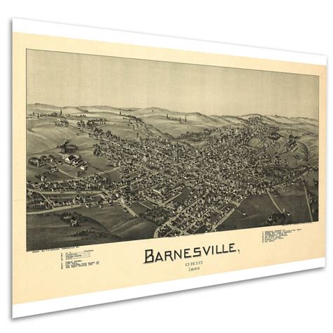 Barnesville Ohio. Antique Birdseye Map 1899 Teak Wood - Etsy