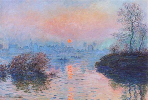 Sunset on the Seine at Lavacourt, Winter Effect, 1880 - Claude Monet - WikiArt.org