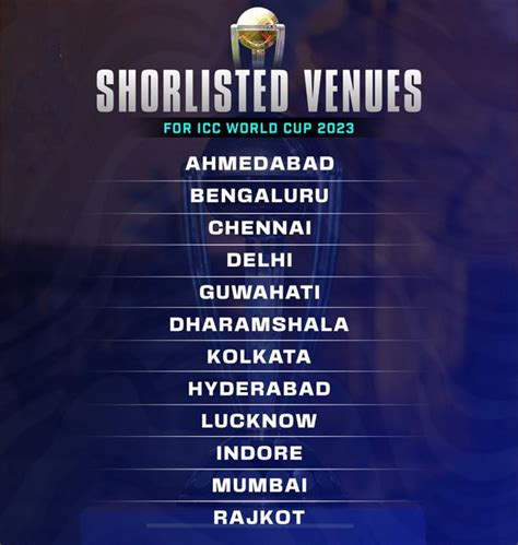 Shortlisted Venues for ICC World Cup 2023 : r/CricketBuddies