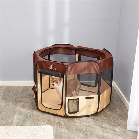ZAMPA Pet Folding Soft-sided Dog & Cat Playpen, Brown, Small - Chewy.com