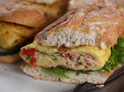 Breakfast omelette sandwich