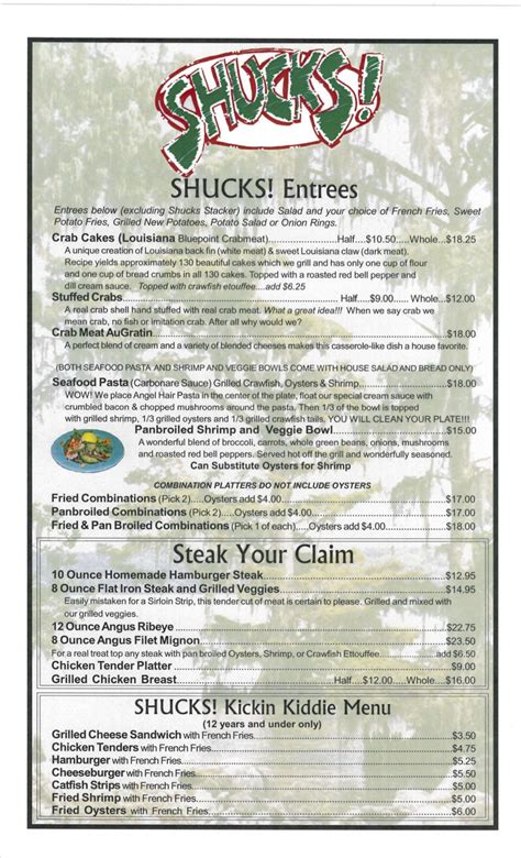 Menu | SHUCKS!