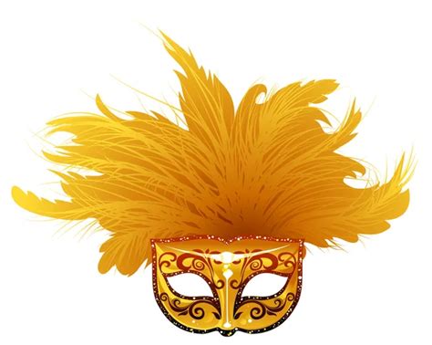 Golden venetian carnival mask with feathers — Stock Vector ...