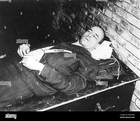 Reich Minister Hans Frank after his execution by hanging on October 16, 1946 in Nuremberg ...