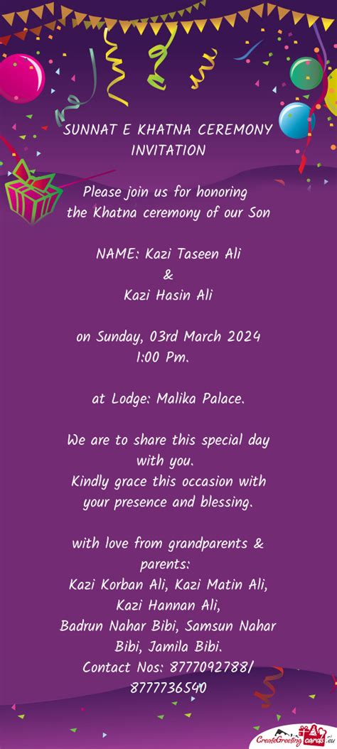 SUNNAT E KHATNA CEREMONY INVITATION - Free cards