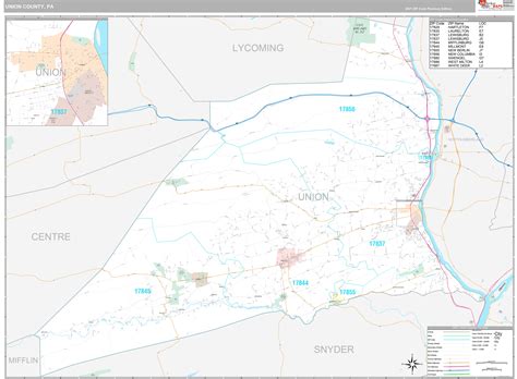 Union County, PA Wall Map Premium Style by MarketMAPS - MapSales