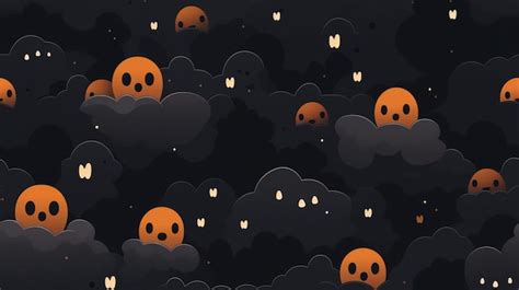 Premium AI Image | halloween wallpaper with ghosts and clouds