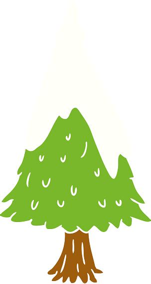 Hand Drawn Cartoon Doodle Single Snow Covered Tree Stock Illustration - Download Image Now - Art ...
