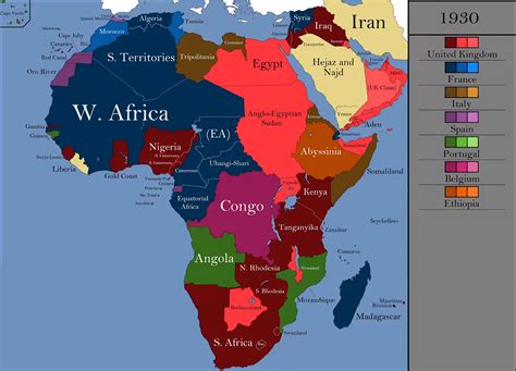 Africa and the Middle East at the Peak of European Colonialism (1930) (Ollie Bye) | Africa map ...