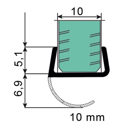 Sealing Strip with open sealing lip for 10 mm | Shower Door Sealing ...