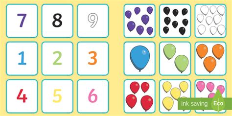 Balloon Match Game | Balloon Themed 1 to 10 Number Activity