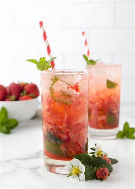 Strawberry Mojito Recipe (Cocktail or Mocktail) - Striped Spatula