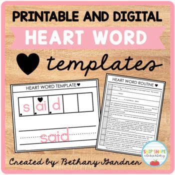 printable and digital heart word templates for valentine's day