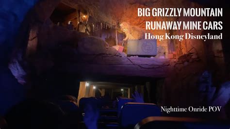 [4K] Big Grizzly Mountain Runaway Mine Cars Nighttime Onride (Hong Kong ...