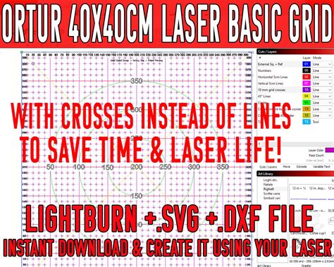 Basic Grid 400x400 Mm Ortur Laser Machine. File Lightburn Ready to Engrave .dxf .svg File ...