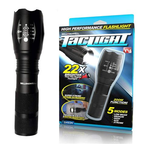 Bell + Howell Taclight, High-Powered Tactical Flashlight with 5 Modes & Zoom Function 22X ...