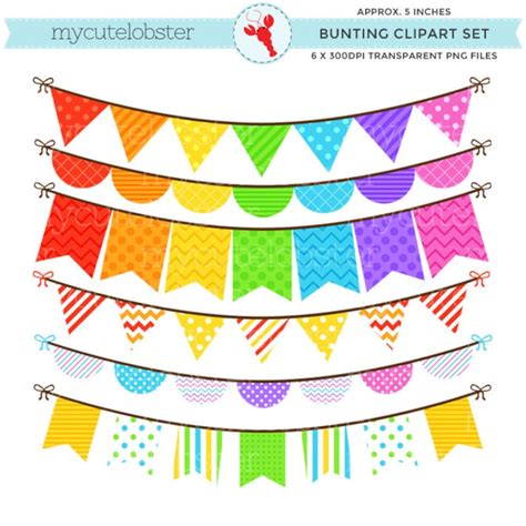 Rainbow Bunting Clipart Set Clip Art Set of Bunting in - Etsy Australia