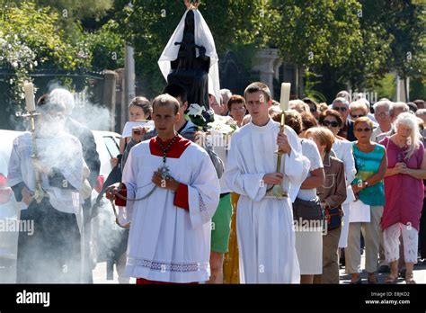 Assumption of the Virgin Mary celebration. Procession Stock Photo - Alamy