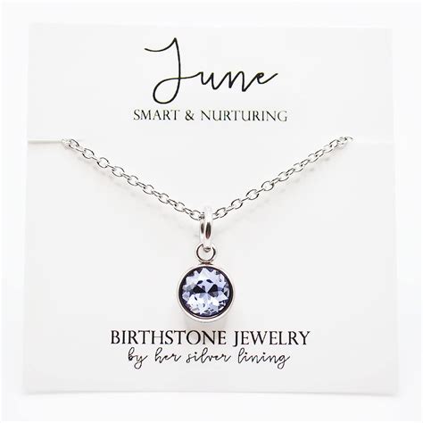 Amazon.com: June Birthstone Necklace, Light Amethyst Birthstone Stainless Steel Birth Month ...