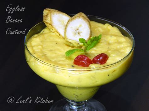 Eggless Banana Custard Recipe | Zeel's Kitchen