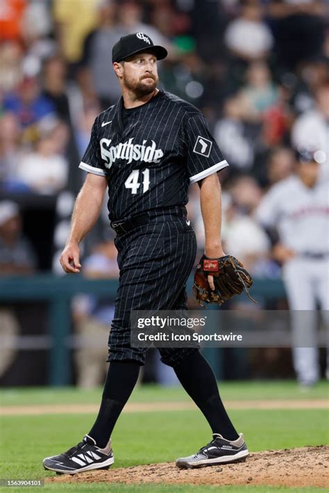 Chicago White Sox relief pitcher Bryan Shaw reacts after pitching the... News Photo - Getty Images