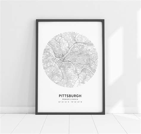 Pittsburgh Map Print Pennsylvania Map Art Poster City Street - Etsy