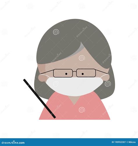 Female Teacher with Protective Face Mask Icon Vector Illustration Stock Vector - Illustration of ...