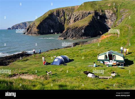 Camping along the Pembrokeshire coast, west Wales. Near Ceibwr Bay Stock Photo - Alamy