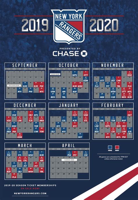 Full 2019-2020 Calendar Schedule : r/rangers