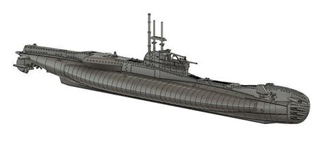 British T-class submarine 1-350 scale model STL 3D model 3D printable ...