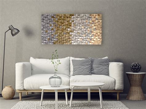 textured wood wall art, mosaic wall hanging, 3D wood wall art, wood wall decor grey brown ...