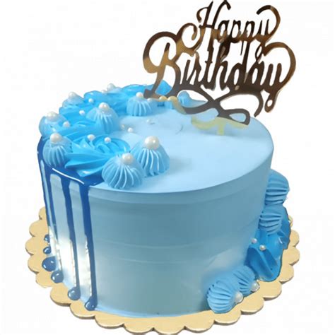 Simple Design Blue Birthday Cake | bakehoney.com