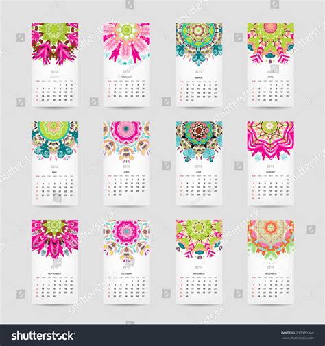 Calendar Grid 2015 Your Design Floral Stock Vector (Royalty Free ...