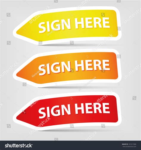 Sign Here Stickers Stock Vector (Royalty Free) 101517280 | Shutterstock