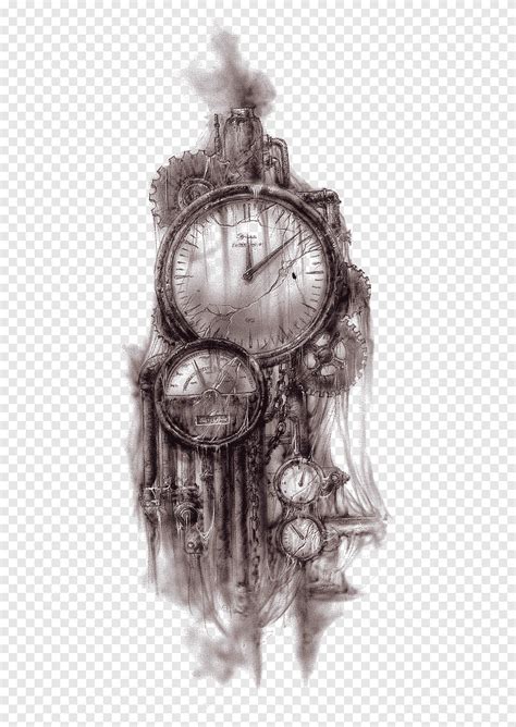 Black ornate framed analog clock, Dead Moon Iii Millenium Fantastic Art ...