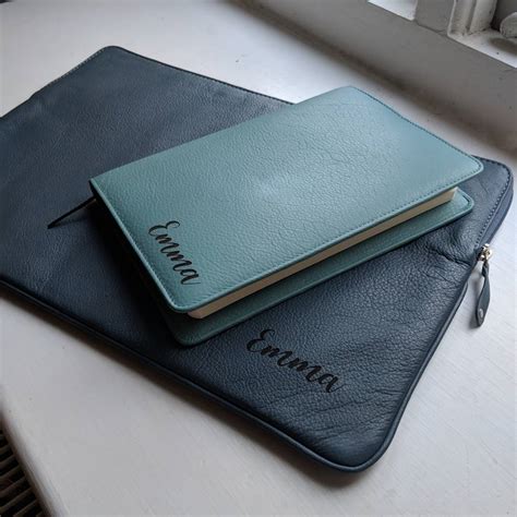 Personalised Leather Laptop Sleeve / Document Portfolio By NV London Calcutta