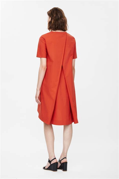 Cos Dress With Pleated Back in Orange (Tangerine) | Lyst