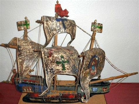 Antique Wood Ship Model SANTA MARIA by tinkerintheattic on Etsy