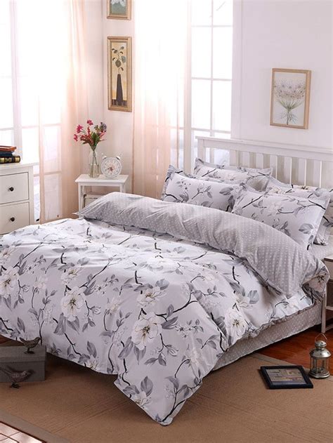 1.2m 4Pcs Flower Print Bedding Set -SheIn(Sheinside) | Bedding sets ...