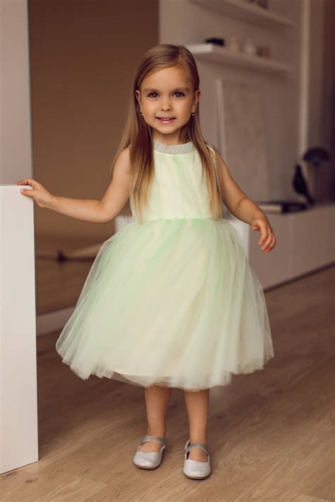 Green Flower Girl Dress, Baby Girl Dress, Cute Girl Dress, Kids Dress for Wedding, Girl Party ...