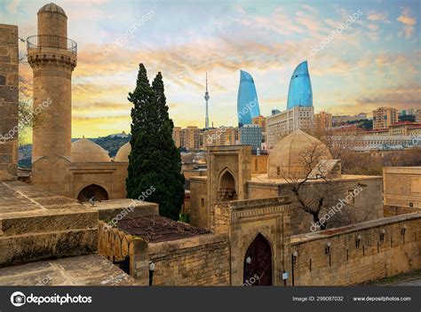 Old and modern architecture in Baku city, Azerbaijan Stock Photo by ...