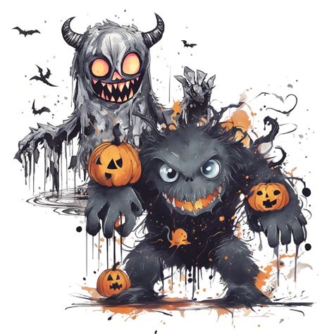 Halloween Monsters Clip Art, Bundle Cute Halloween, Clipart Halloween ...