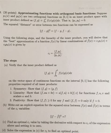 Solved Approximating functions with orthogonal basis | Chegg.com