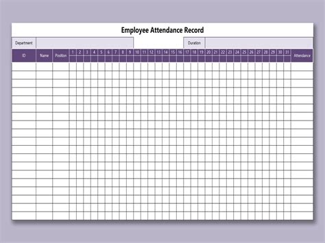 Employee Attendance Sheet Template Calendar | Calendar Printables Free Blank