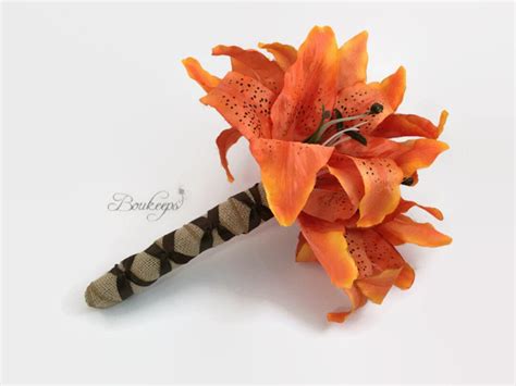 Tiger Lily Bouquet, Orange Lily Bouquet, Orange Tiger Lily, Burlap, Tan, Brown, Orange Bouquet ...