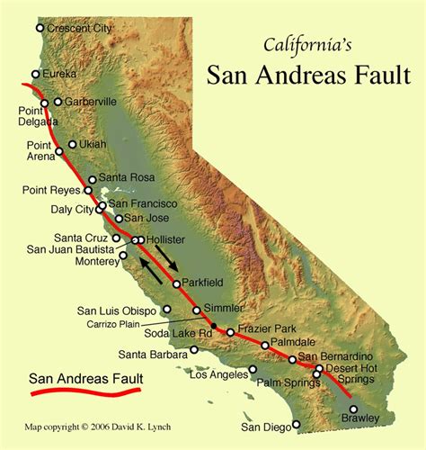 San Andreas Fault Line - Fault Zone Map and Photos