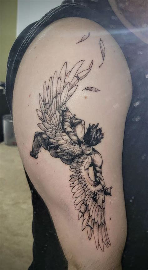 Icarus Falling by Troy Koch at Sanctuary Tattoo in Erie, PA. Stellar work as always. : r/tattoos