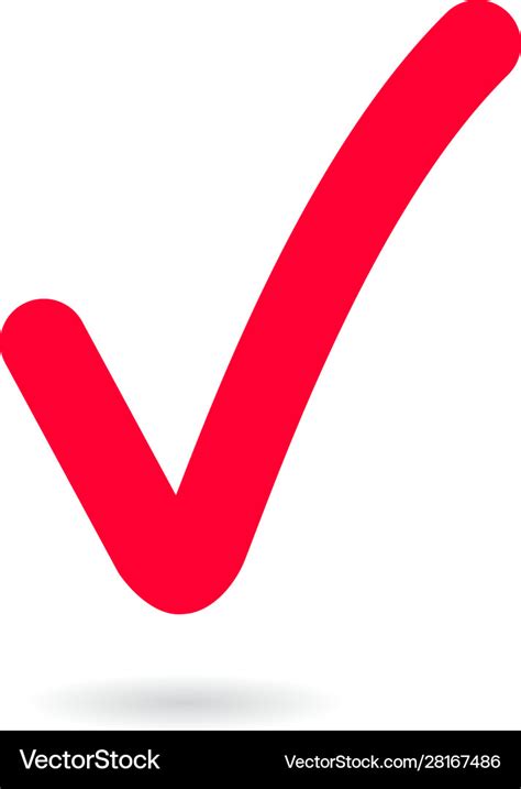 Red tick check mark tick symbol icon sign Vector Image