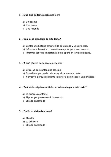 Comprensión de lectura cuento "La princesa y el sapo" | profe.social